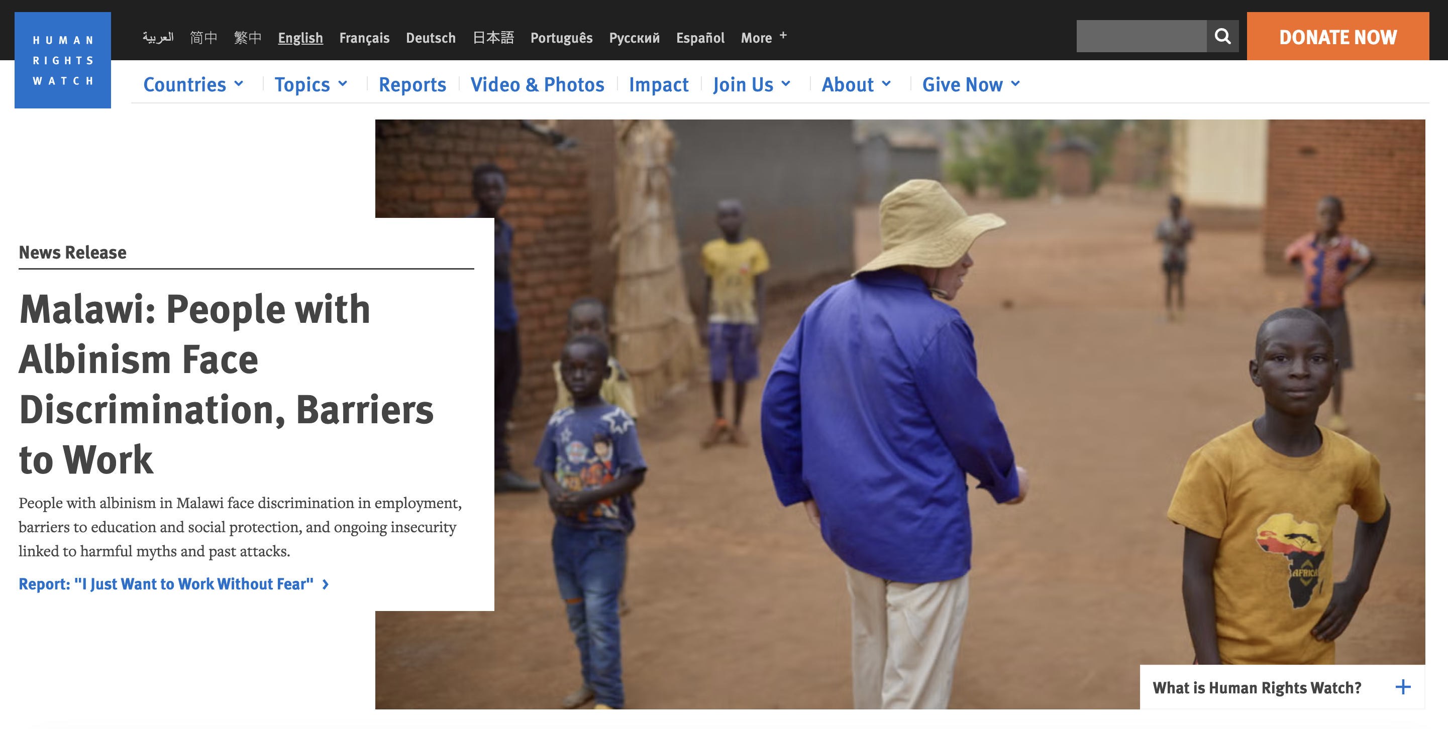 Human Rights Watch Homepage